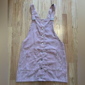 Corduroy mauve pink mini overall dress size large FAVLUX